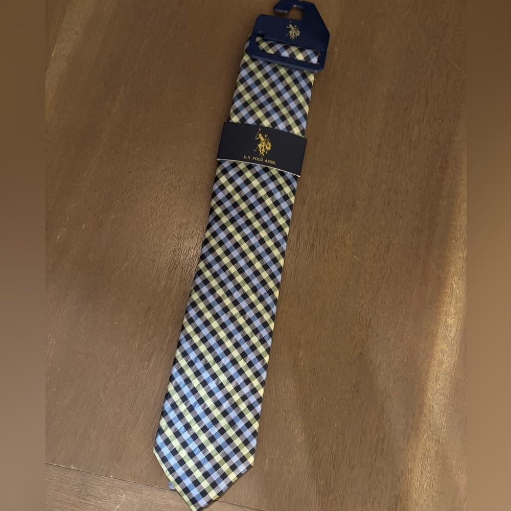 U.S. Polo Assn. Blue and Green Checkered Tie NWT